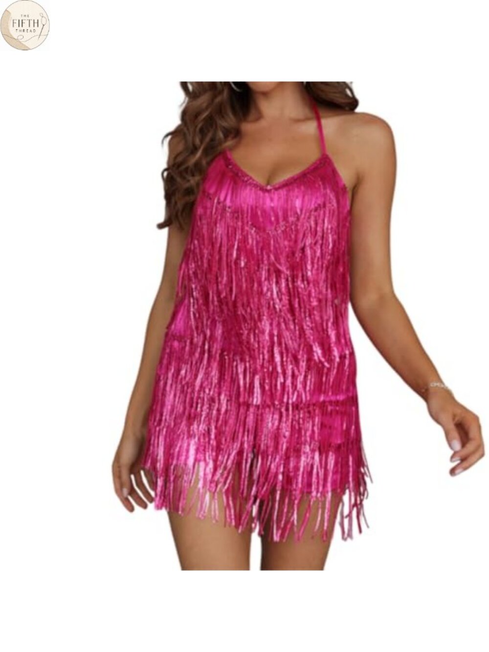 Halter Tassel Fringe Romper Backless Mini Dress for Dance